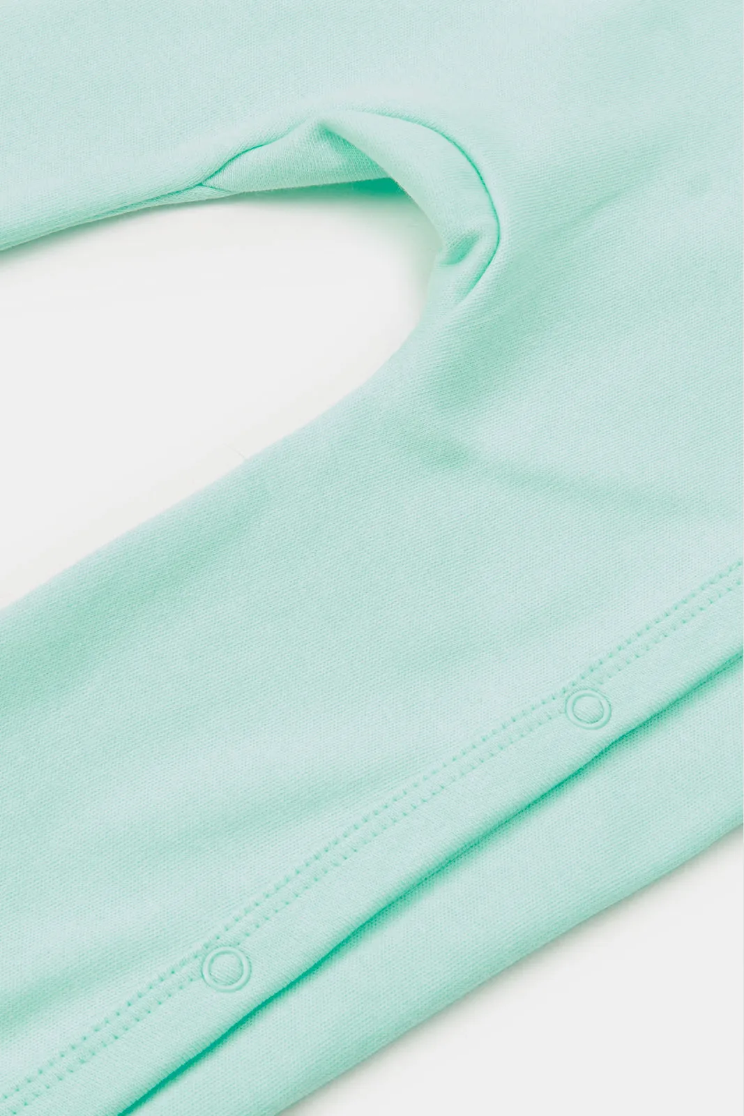 Baby Mint And White Printed Sleepsuit Set (Pack of 2)