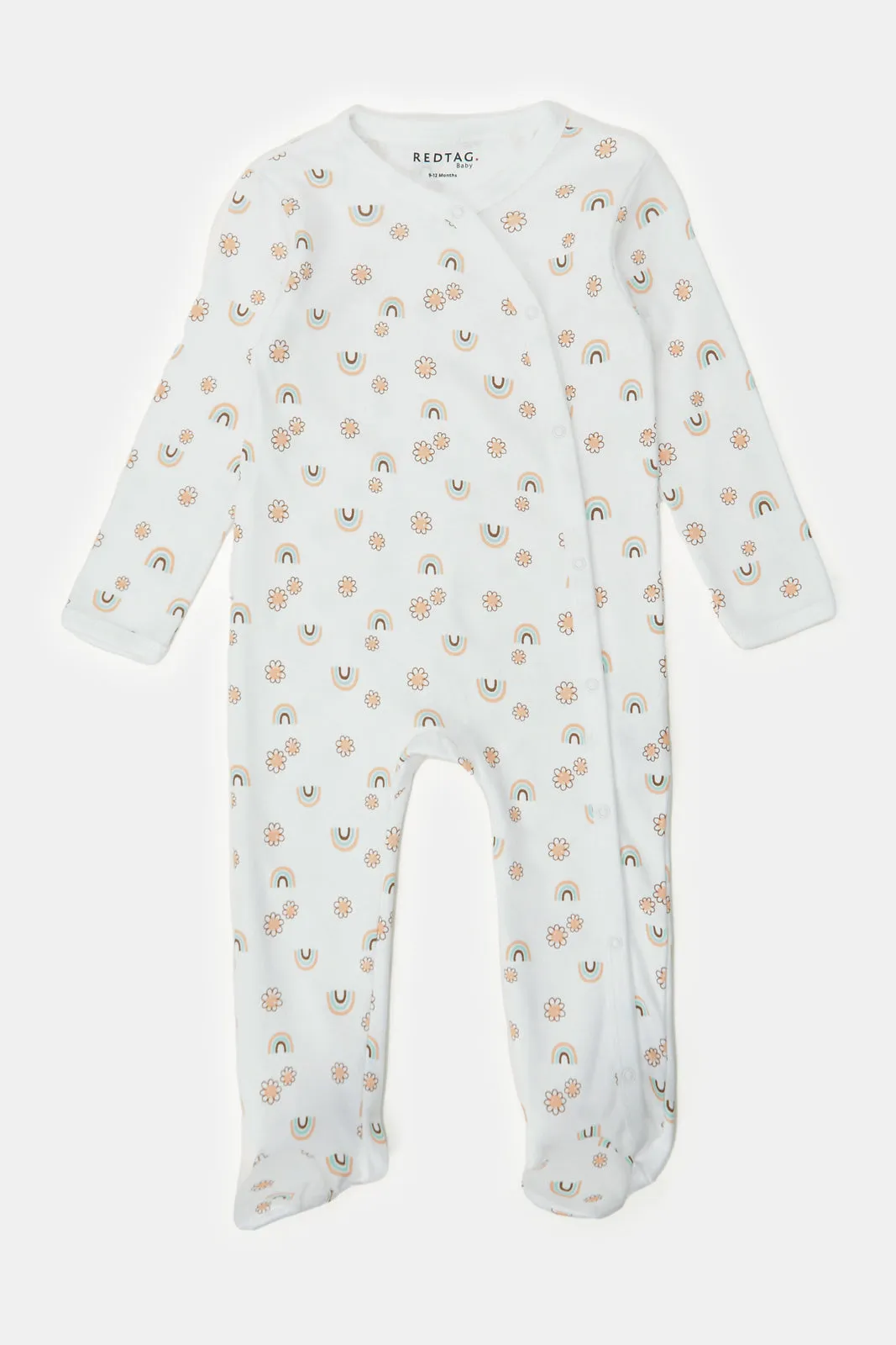 Baby Mint And White Printed Sleepsuit Set (Pack of 2)