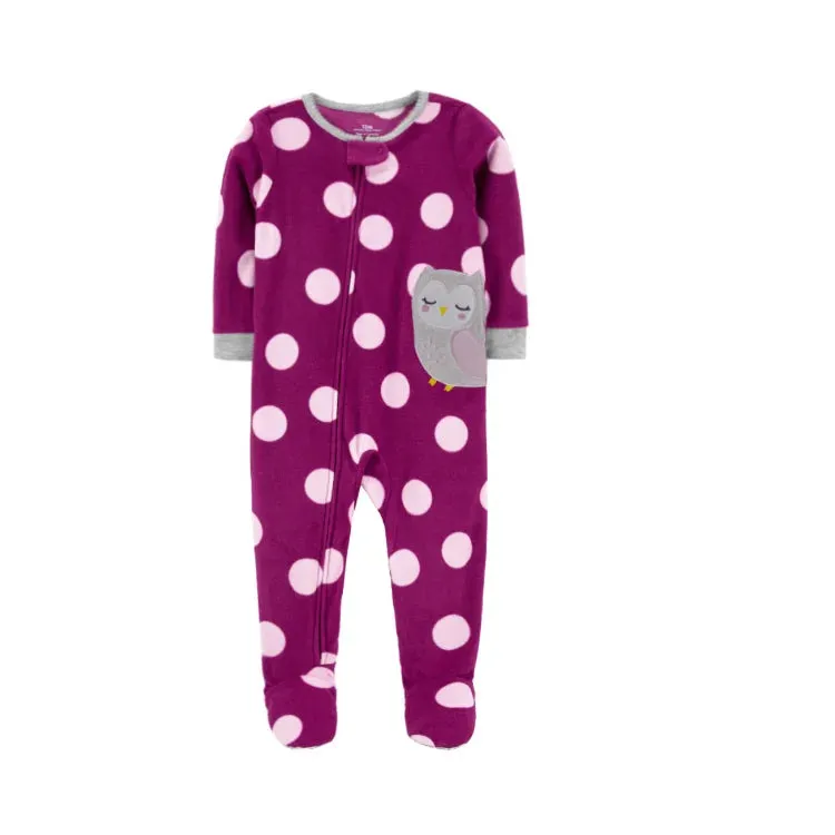 Baby Overall Cartoon Animal Print Fleece Warm Rompers