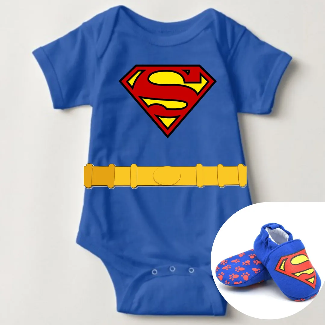 Baby Superhero Onesie with Shoe Set - Superman