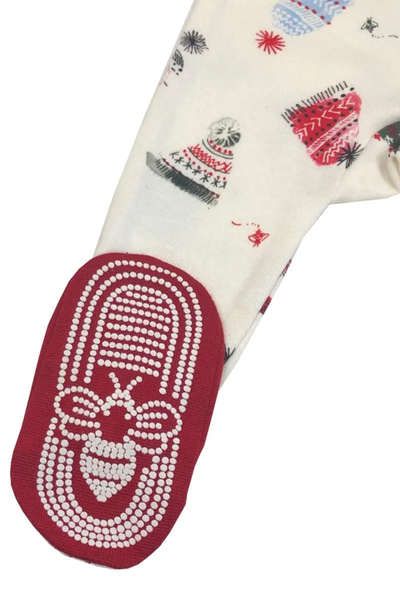 Baby Unisex Cream Xmas Hats Burts Bees Christmas 🤶 Sleepsuits.