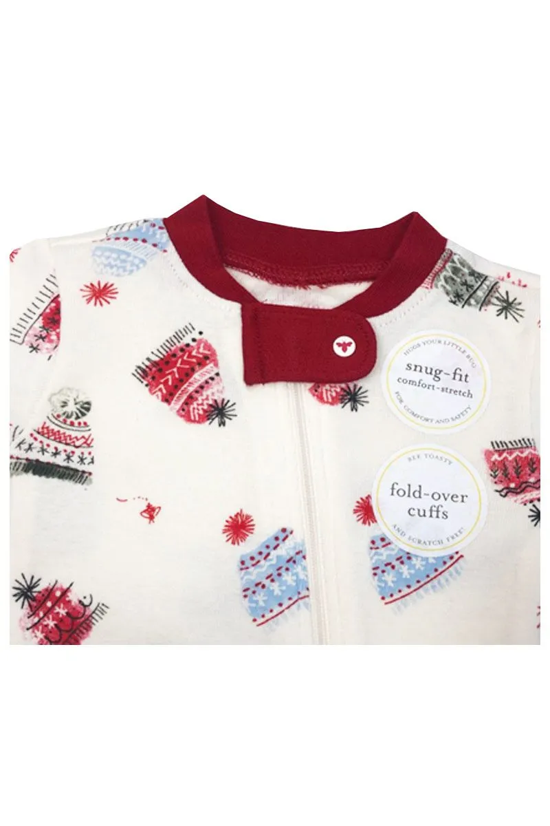 Baby Unisex Cream Xmas Hats Burts Bees Christmas 🤶 Sleepsuits.