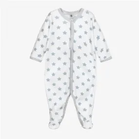 Baby Unisex White & Grey Star Cotton Baby Grow 0-3Mth