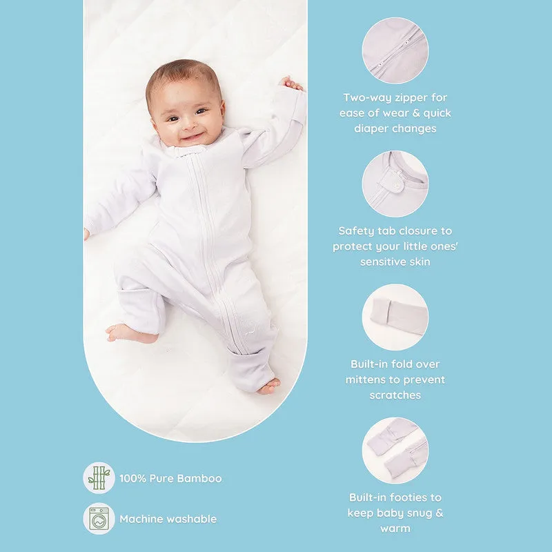 Bamboo Cotton Sleepsuit for Kids | Solid Printed | Full Sleeve | Purple