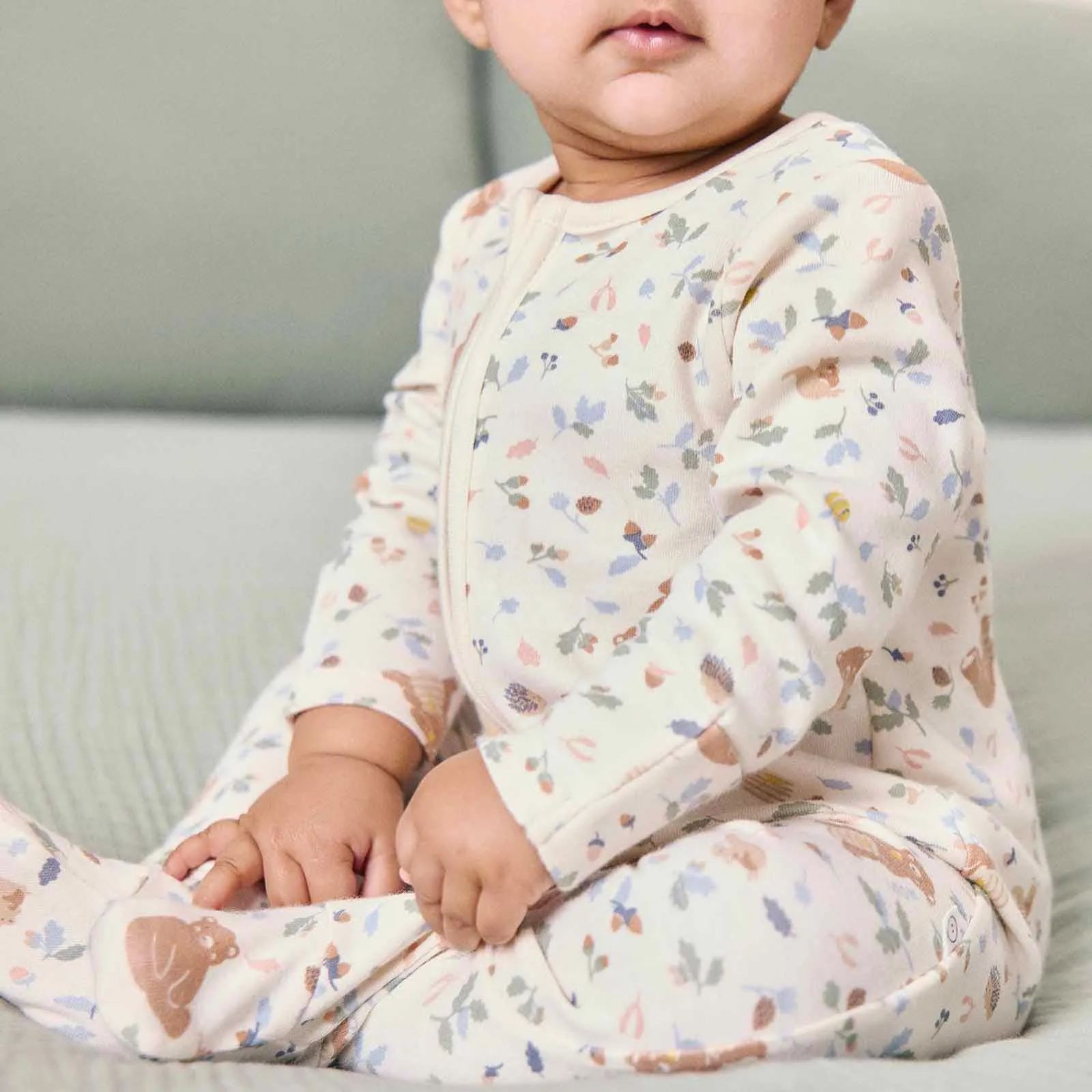 Bear Print & Waffle Clever Zip Sleepsuit 2 Pack