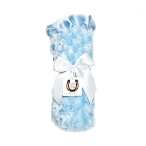 Blue Rosebud Satin Back Baby Blanket