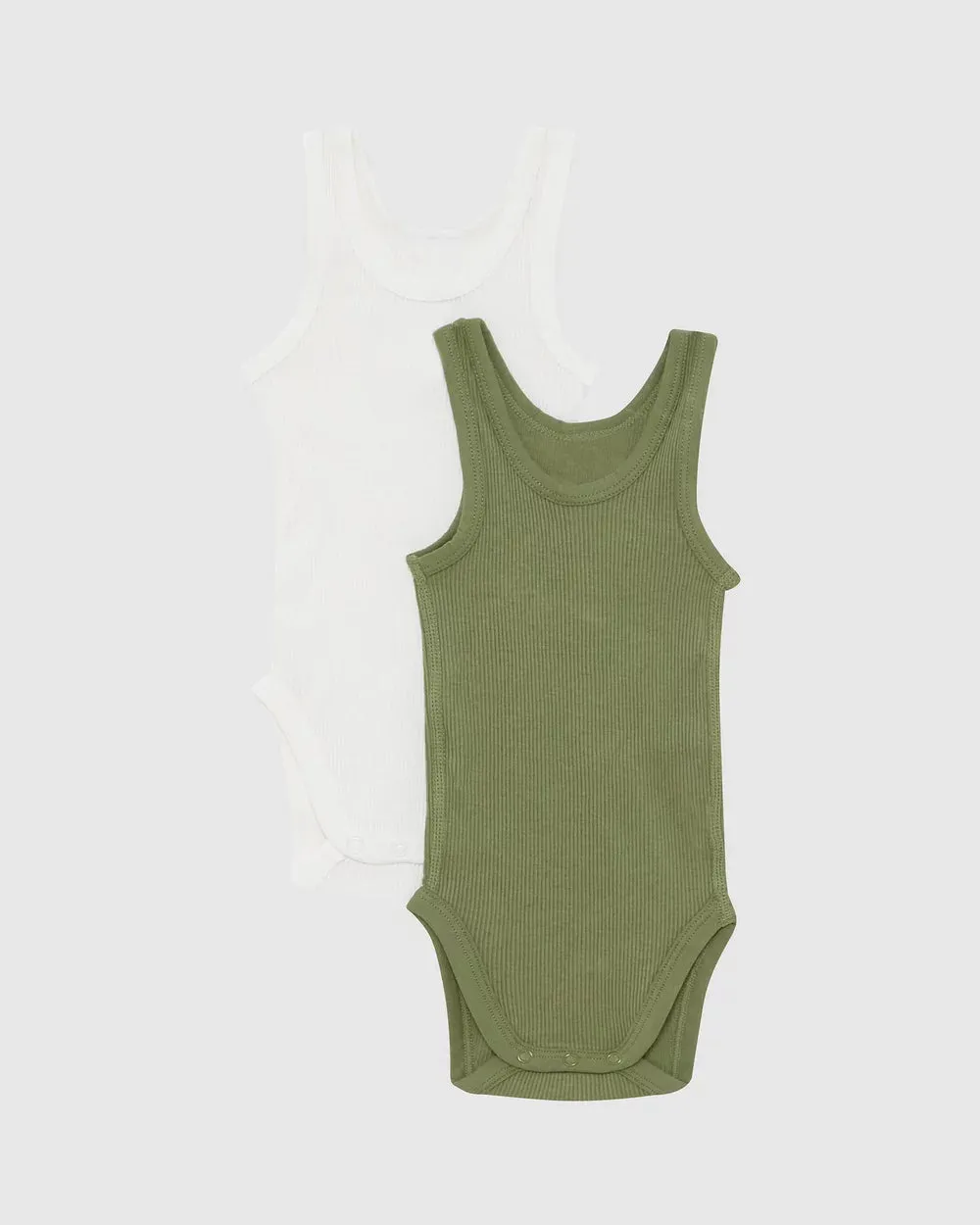 Bonds Organic Rib Singlet Bodysuit 2 Pack - Kelpie / Marscapone