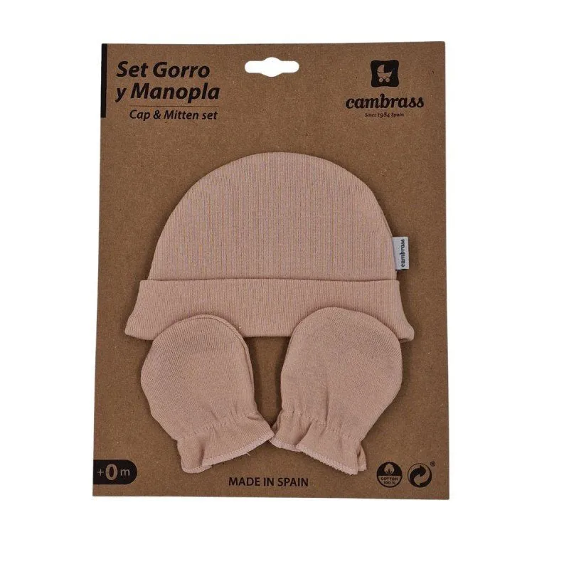 Cambrass Cap & Mittens .. Liso Blush