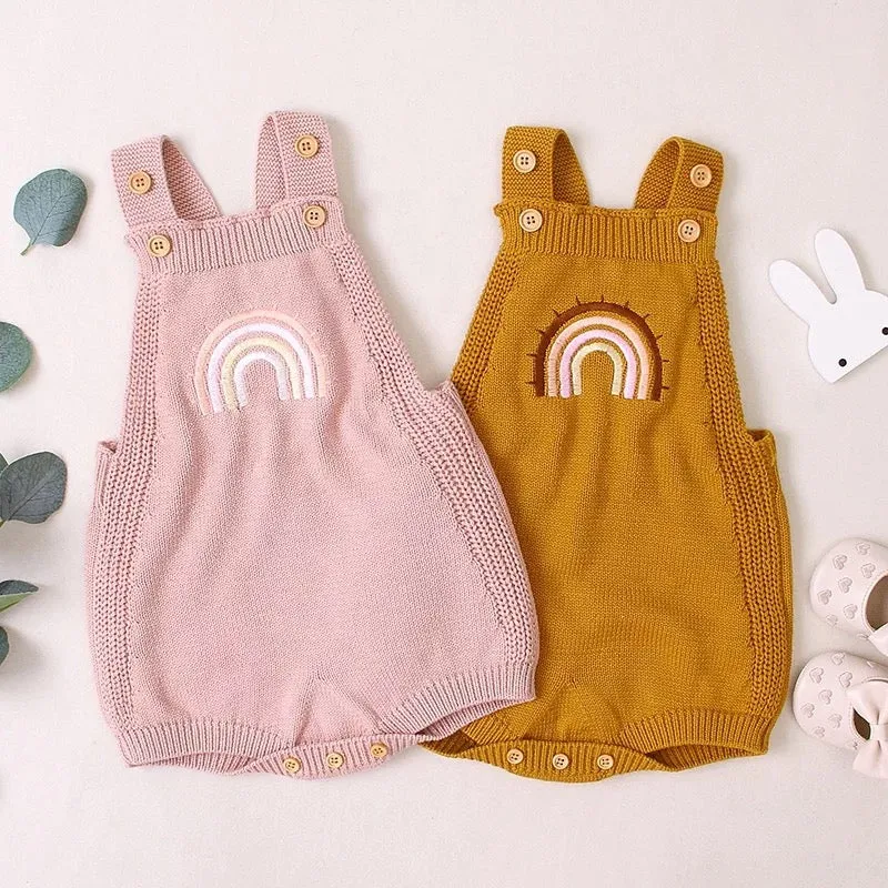 Cotton Rainbow Knit Romper