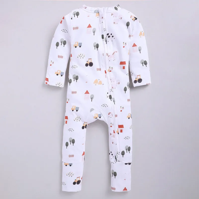 Cotton Sleepsuit | Printed  Zipsuit | Multicolor