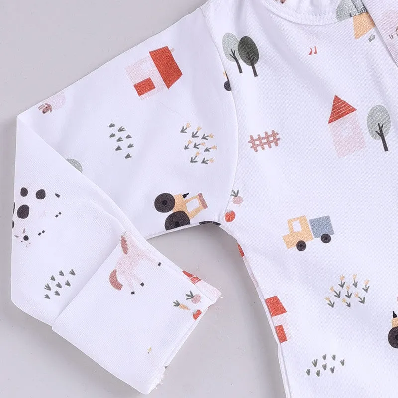 Cotton Sleepsuit | Printed  Zipsuit | Multicolor