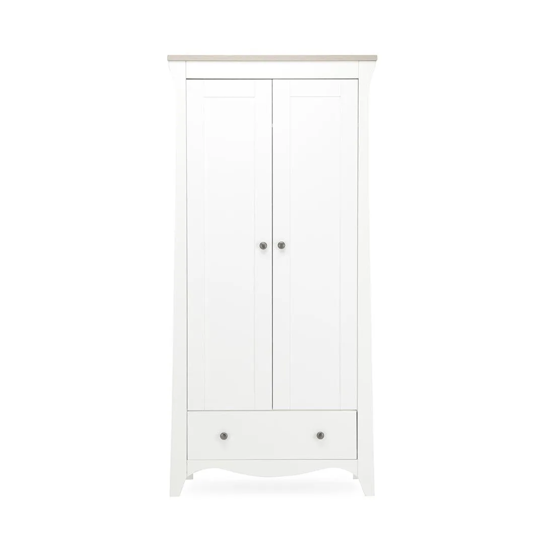CuddleCo Clara 2-Door Double Wardrobe   - White/Ash
