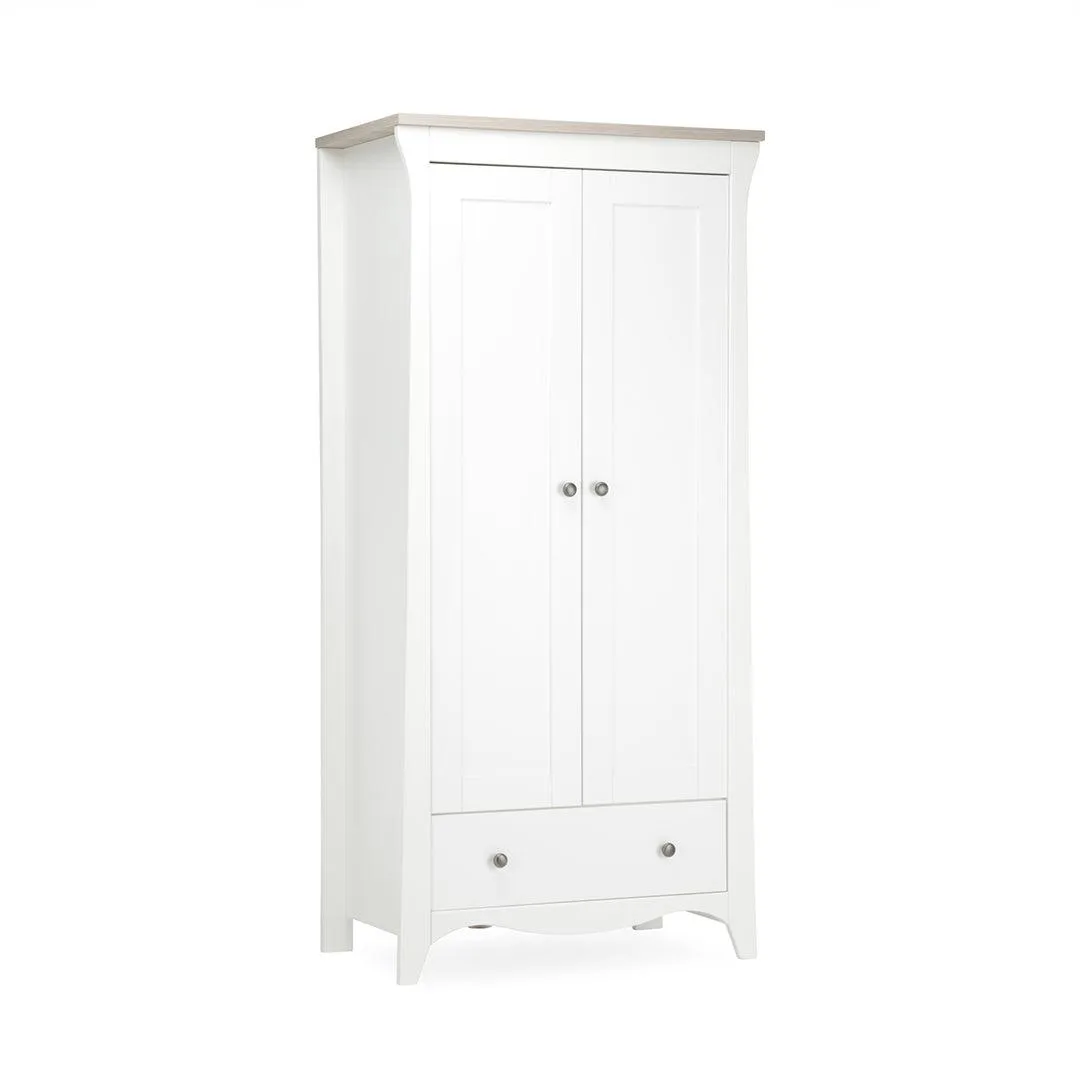 CuddleCo Clara 2-Door Double Wardrobe   - White/Ash