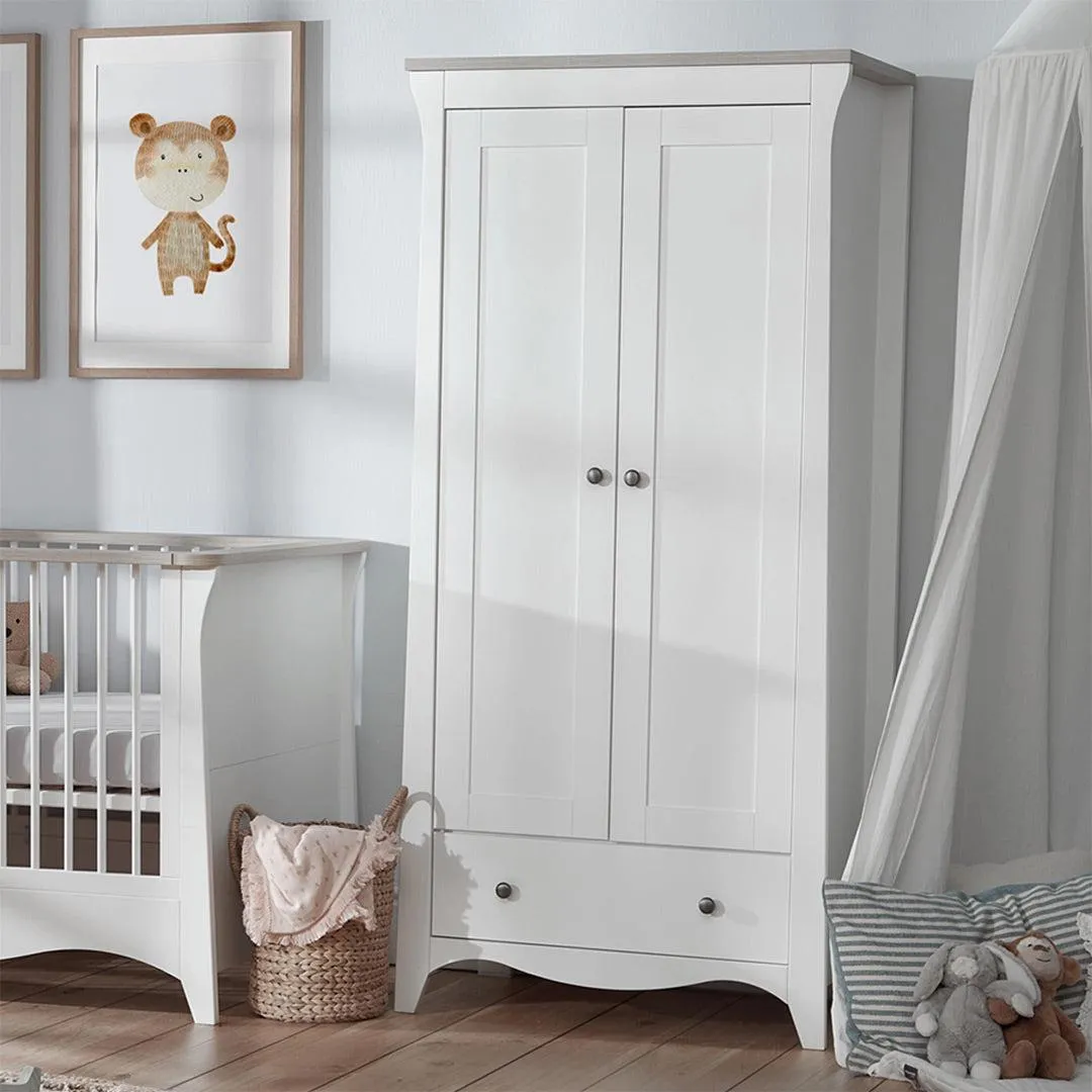 CuddleCo Clara 2-Door Double Wardrobe   - White/Ash