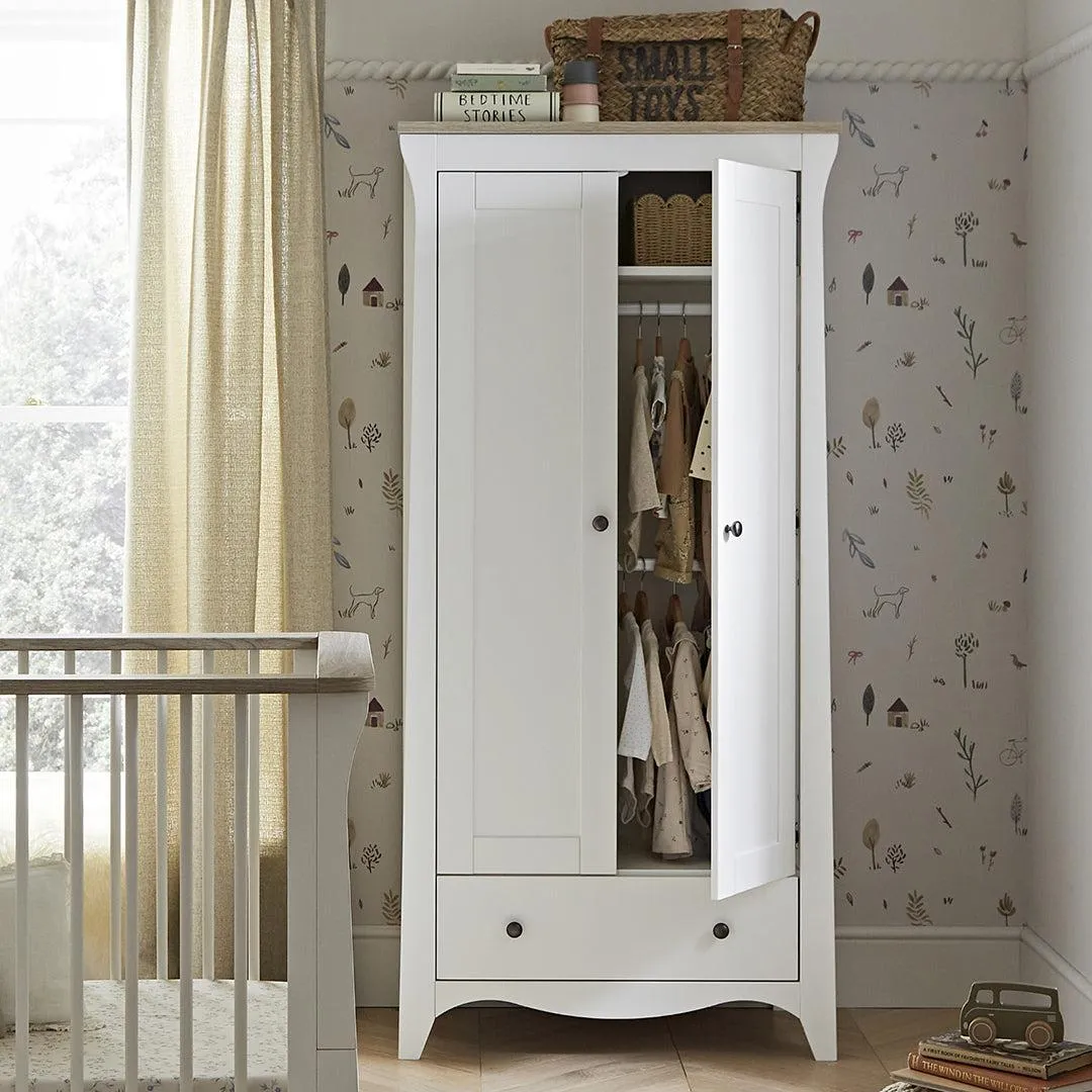 CuddleCo Clara 3 Piece Set 3-Drawer Dresser Cot Bed   Wardrobe - White/Ash