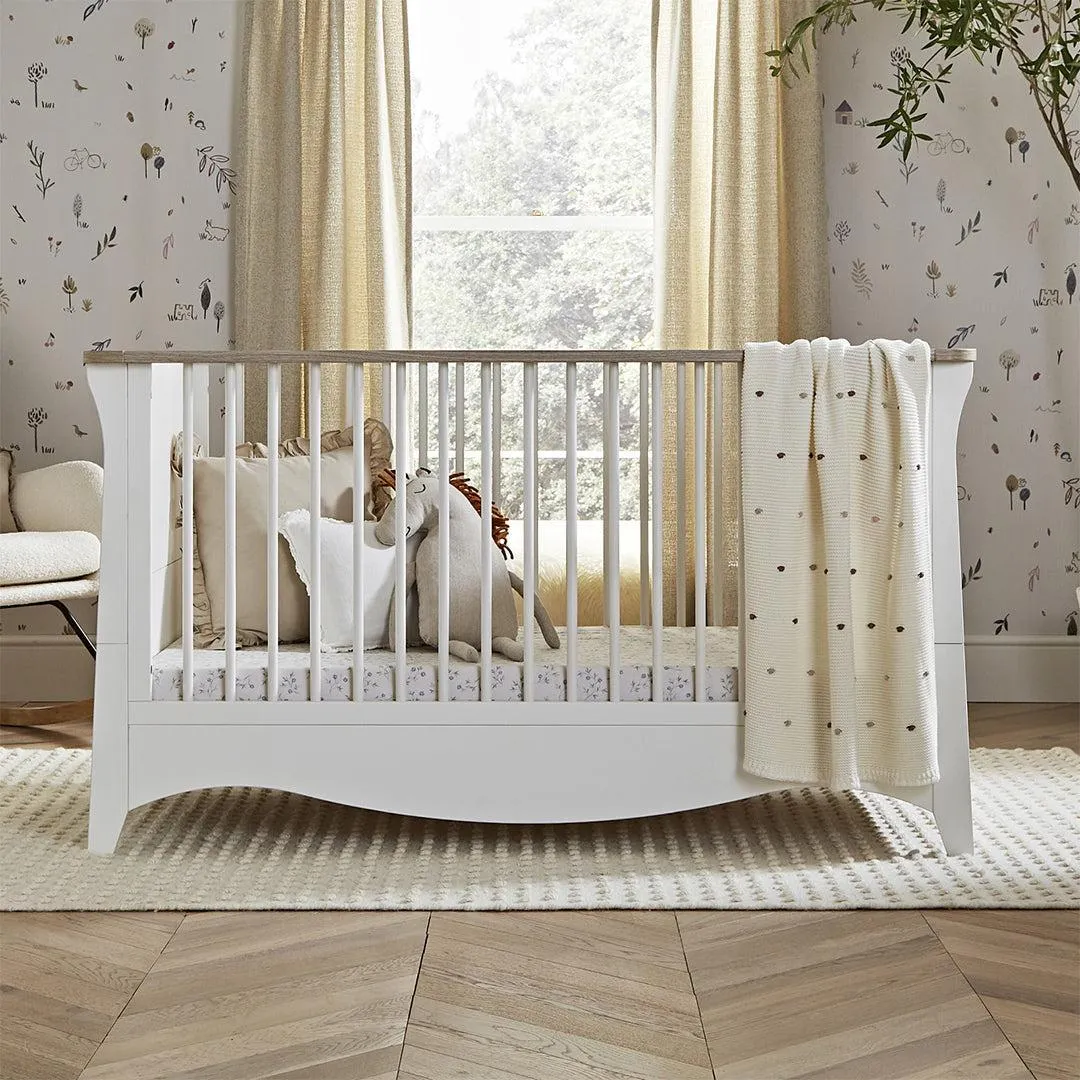 CuddleCo Clara 3 Piece Set 3-Drawer Dresser Cot Bed   Wardrobe - White/Ash