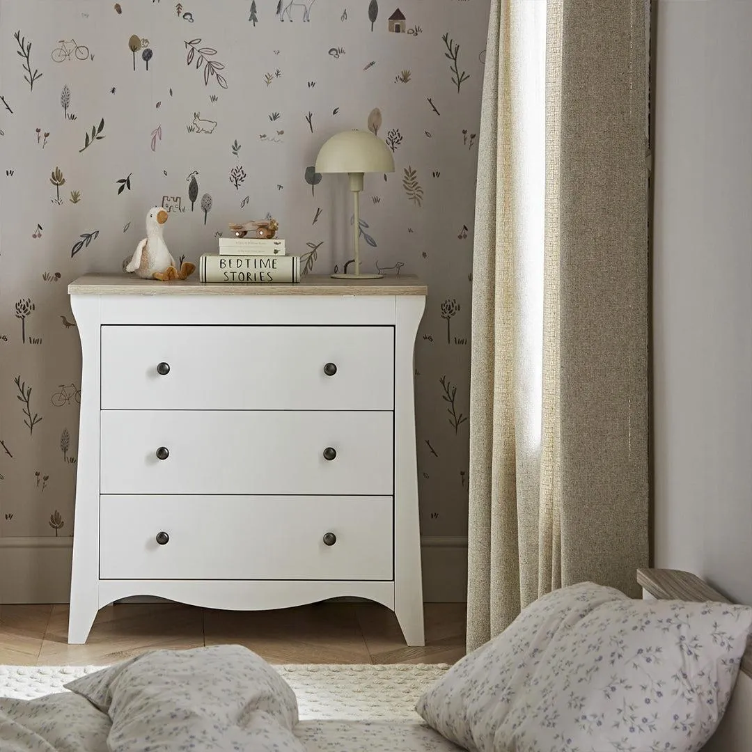 CuddleCo Clara 3 Piece Set 3-Drawer Dresser Cot Bed   Wardrobe - White/Ash