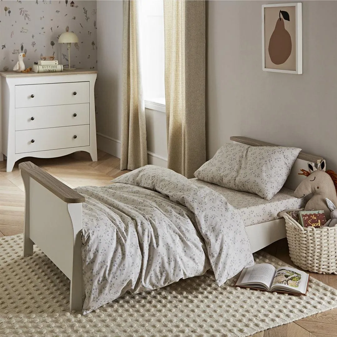 CuddleCo Clara 3 Piece Set 3-Drawer Dresser Cot Bed   Wardrobe - White/Ash