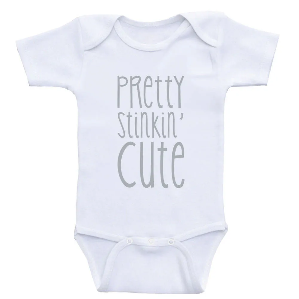 Cute Baby Clothes "Pretty Stinkin' Cute" Unisex Baby One-Piece Bodysuits