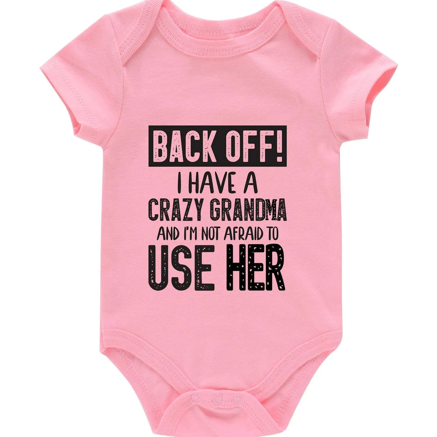 Cute Back Off ! I Have Crazy Grandma Letter Print Onesies