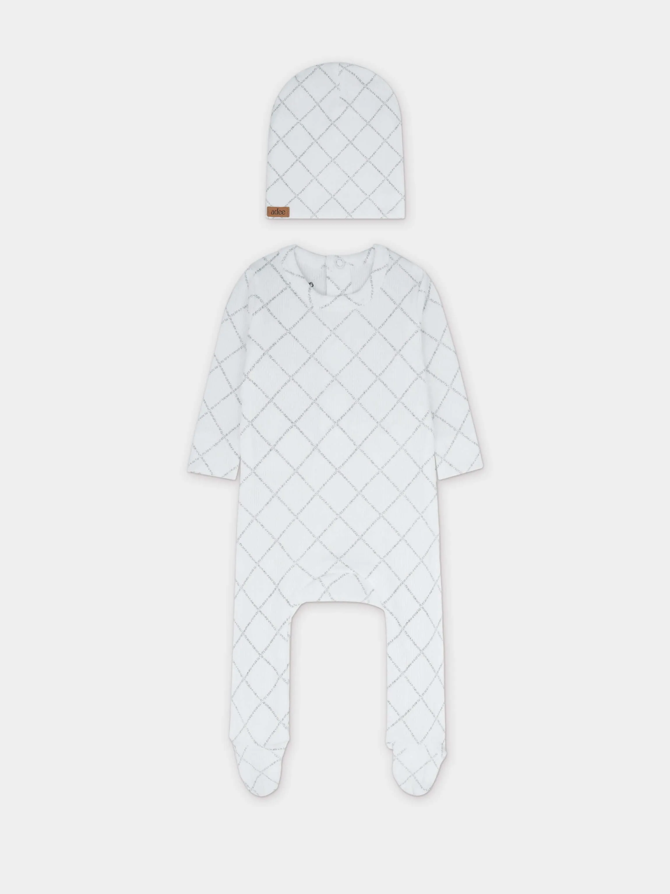Diamond Feather Print Layette Set- Grey
