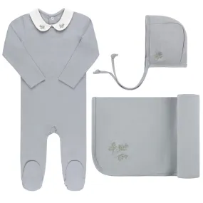 Embroidered Collar Take Me Home Set - Blue