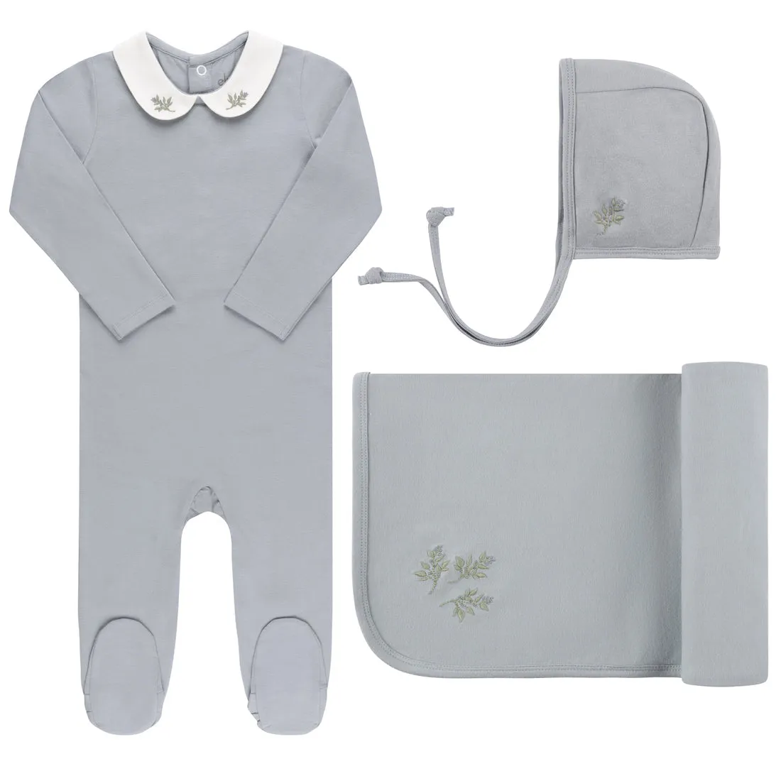 Embroidered Collar Take Me Home Set - Blue