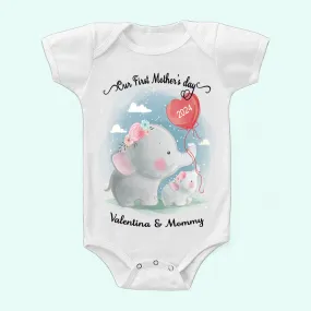 First Mothers day Onesie   Cute Elephant baby personalized Onesie