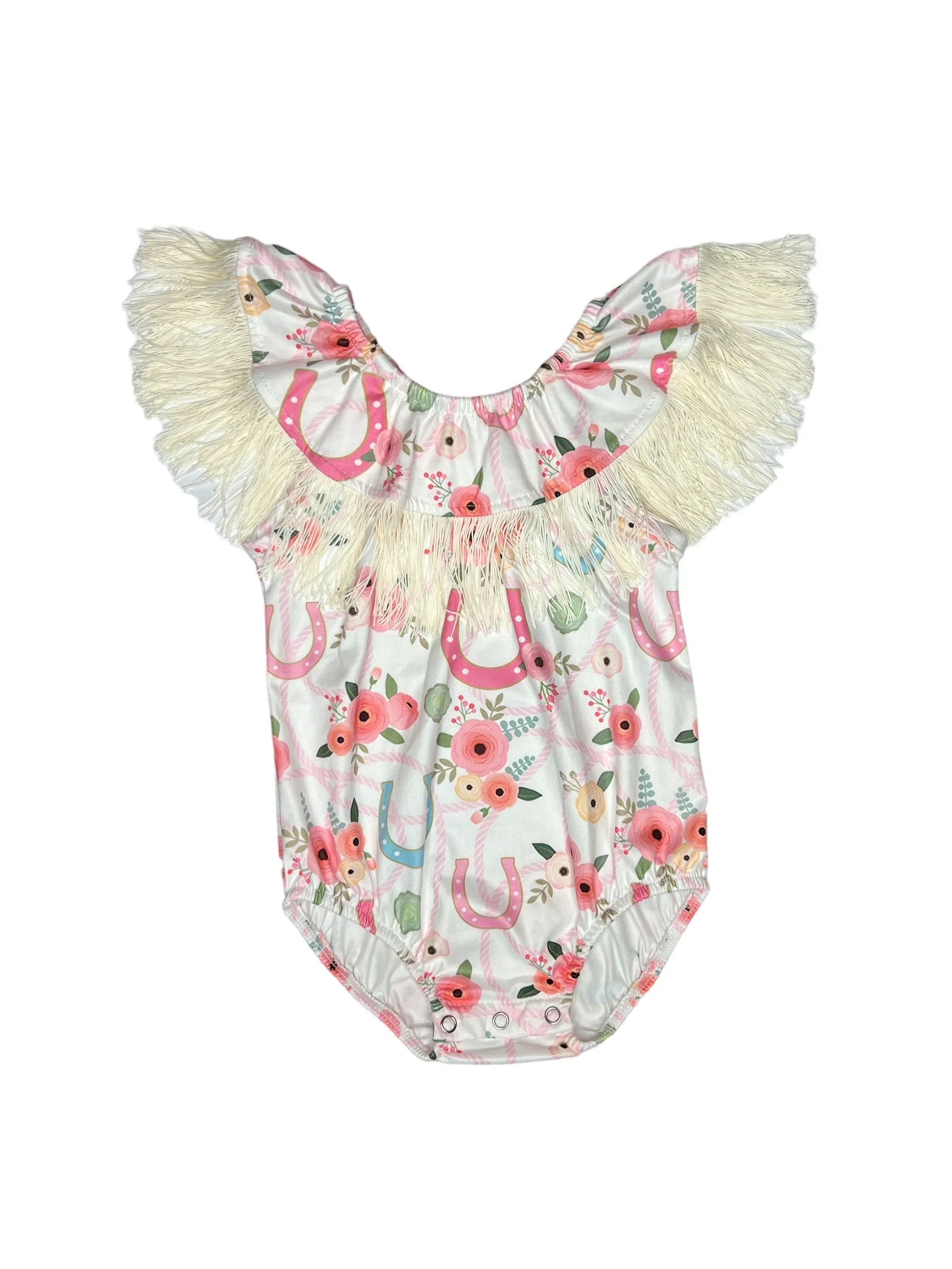 Floral Horseshoe w/t Neck Fringe Onesie Baby (0-18M)