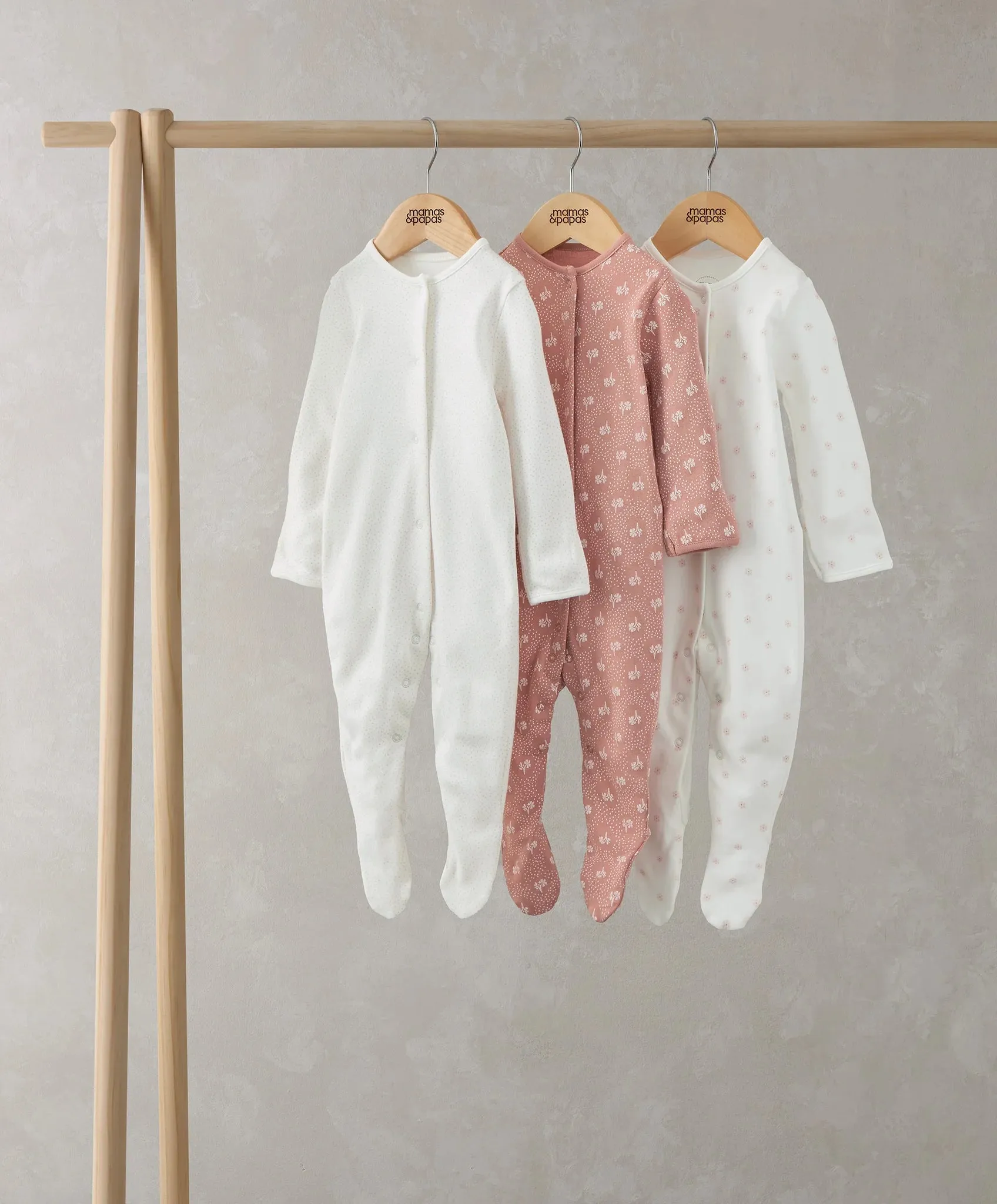 Floral Print Sleepsuits (Set of 3)