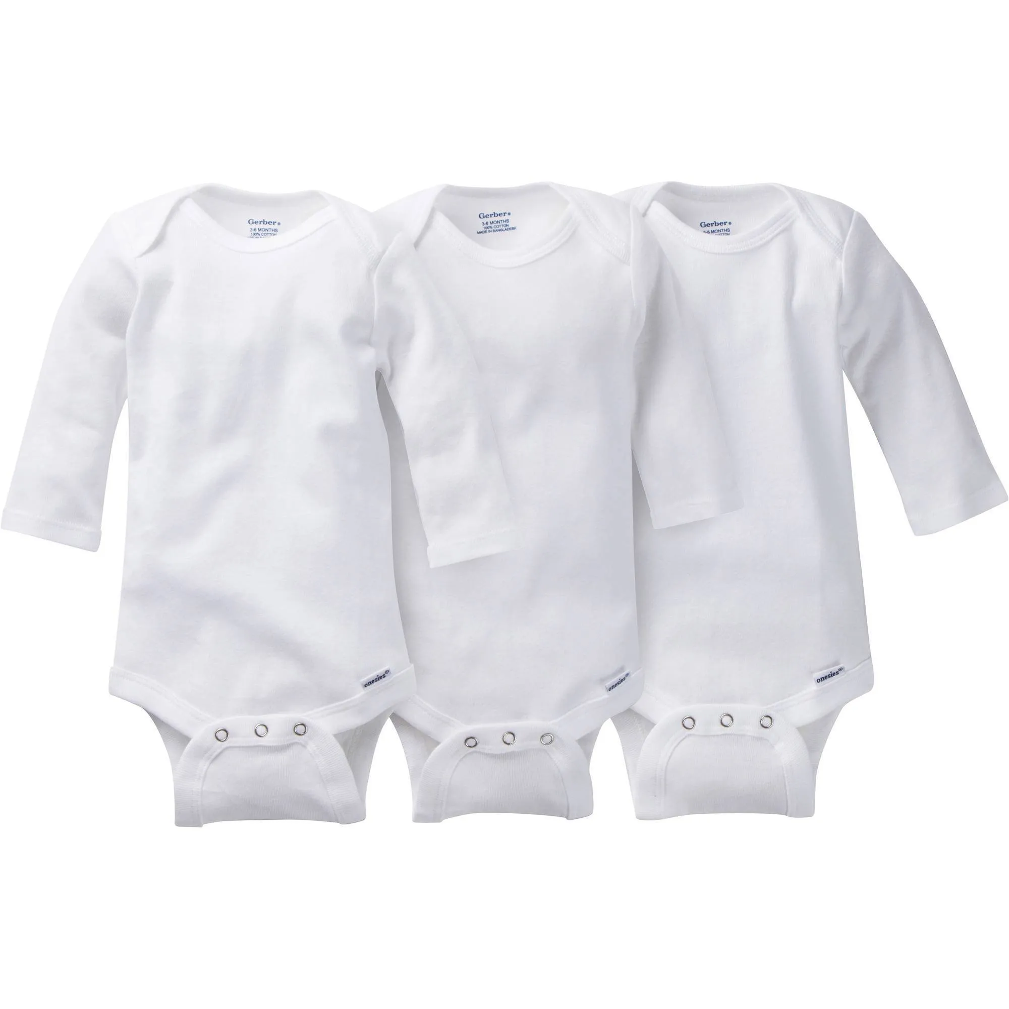 Gerber Newborn Baby Unisex Onesies Brand Long Sleeve Bodysuit, 3-Pack (0-3 Months)