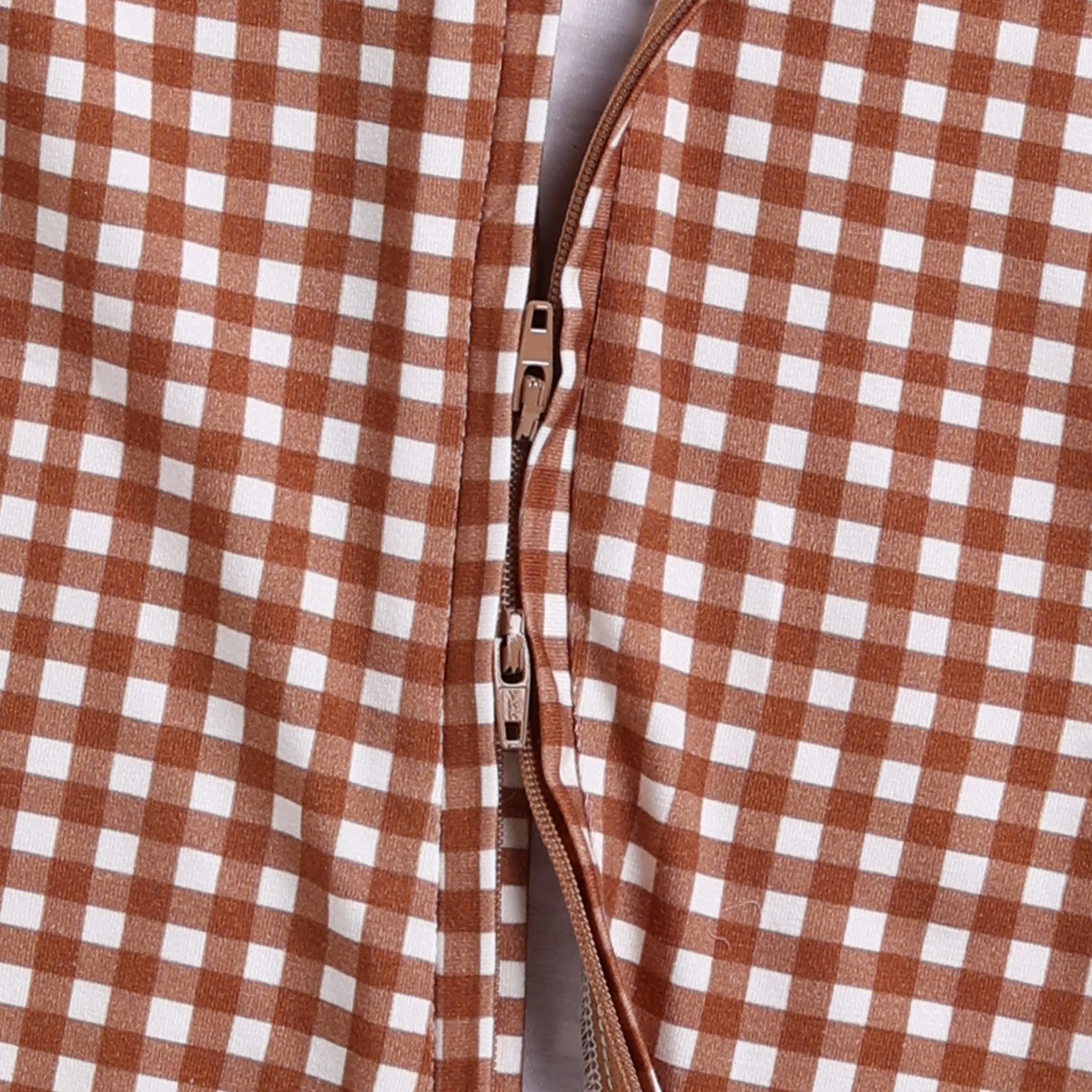 Ginger Gingham Organic Footed Sleepsuit