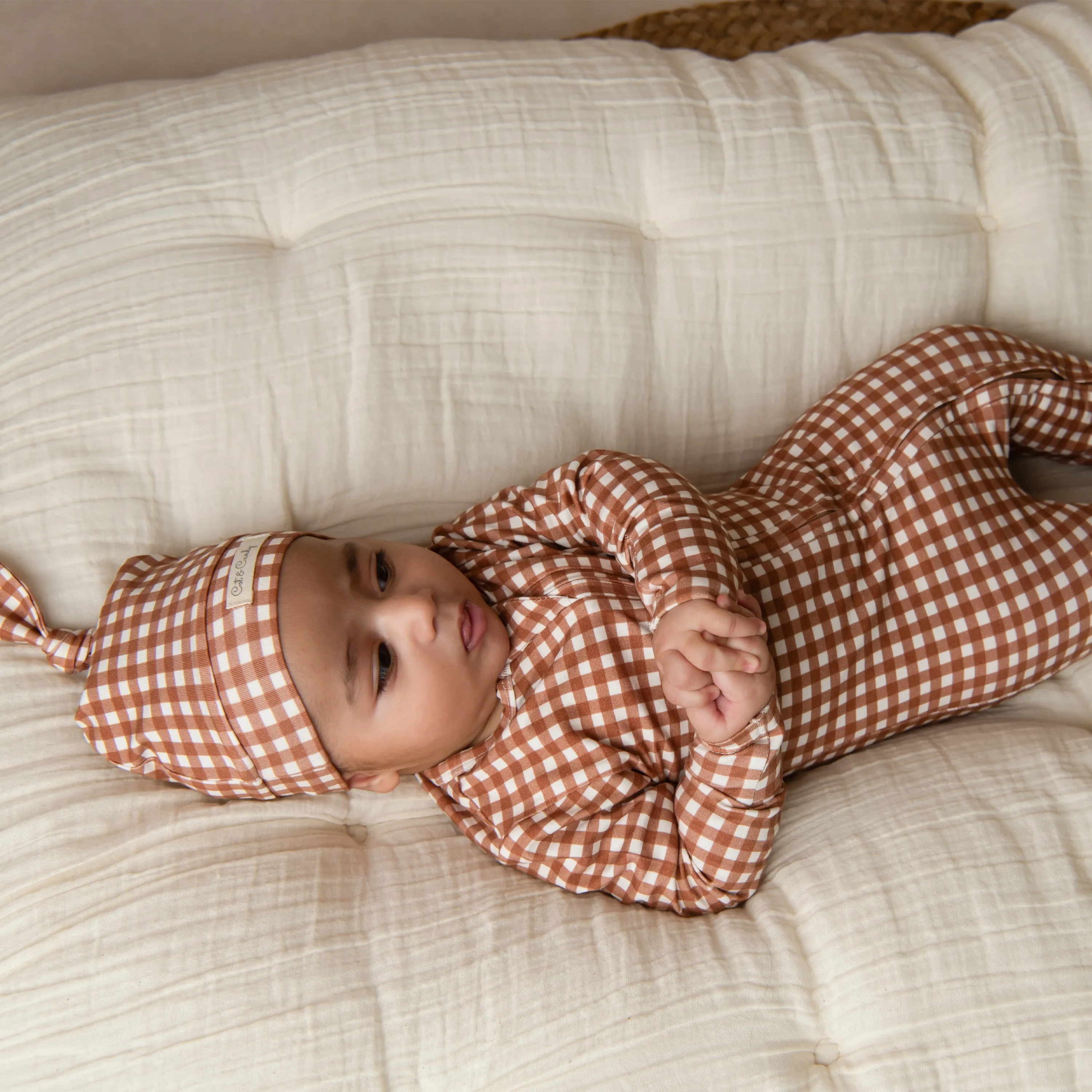 Ginger Gingham Organic Footed Sleepsuit