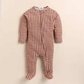 Ginger Gingham Organic Footed Sleepsuit