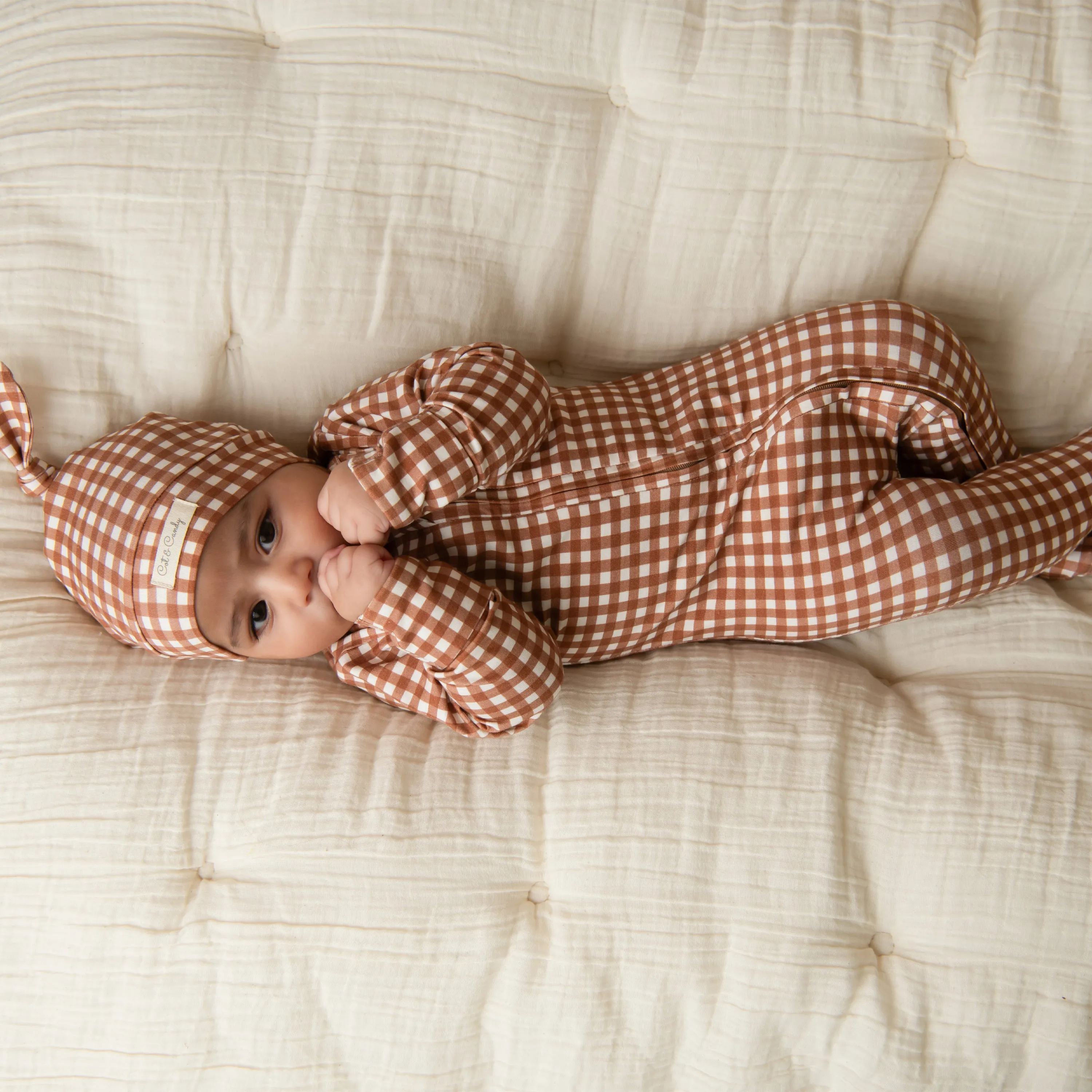 Ginger Gingham Organic Footed Sleepsuit