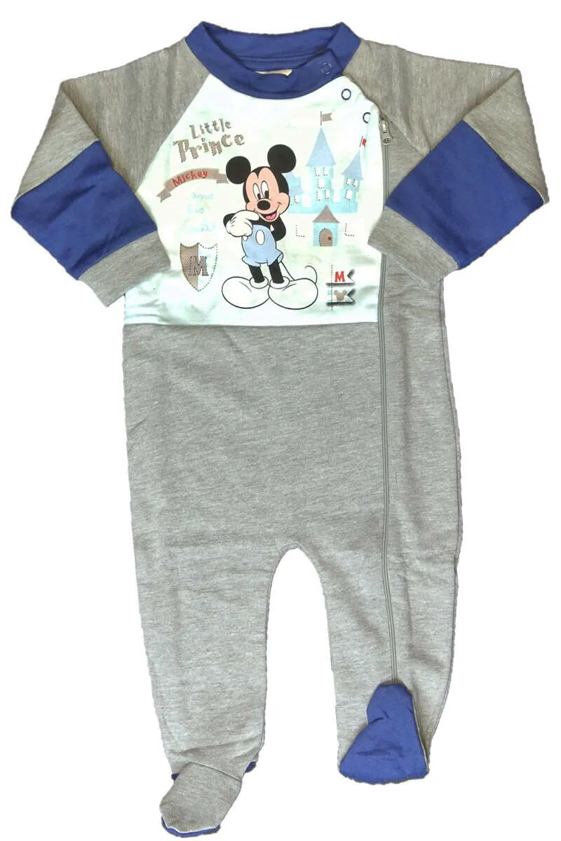Grey Multi Disney Mickey Mouse Sleepsuit Boxed Gift