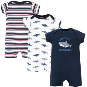 Hudson Baby Cotton Rompers, Shark