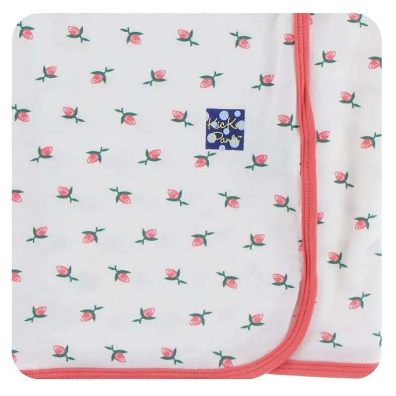 KicKee Pants - Print Swaddling Blanket in Natural Rose Bud