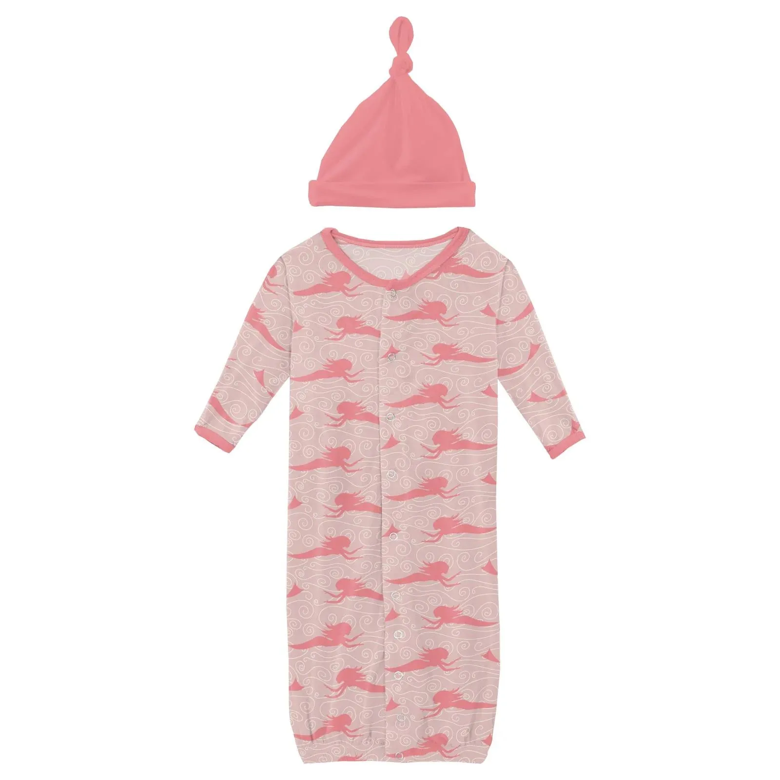 KP Print Gown Converter & Knot Hat Baby Rose Mermaid