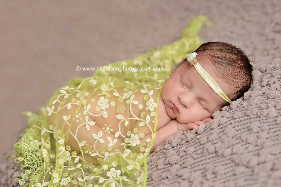 Lime Green Tassels Lace Newborn Baby Wrap Layer