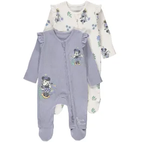 MINNIE MOUSE 2pk Blue/White Sleepsuits