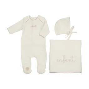 Mon Tresor Ivory/Rose Enfant Scripted Layette Set