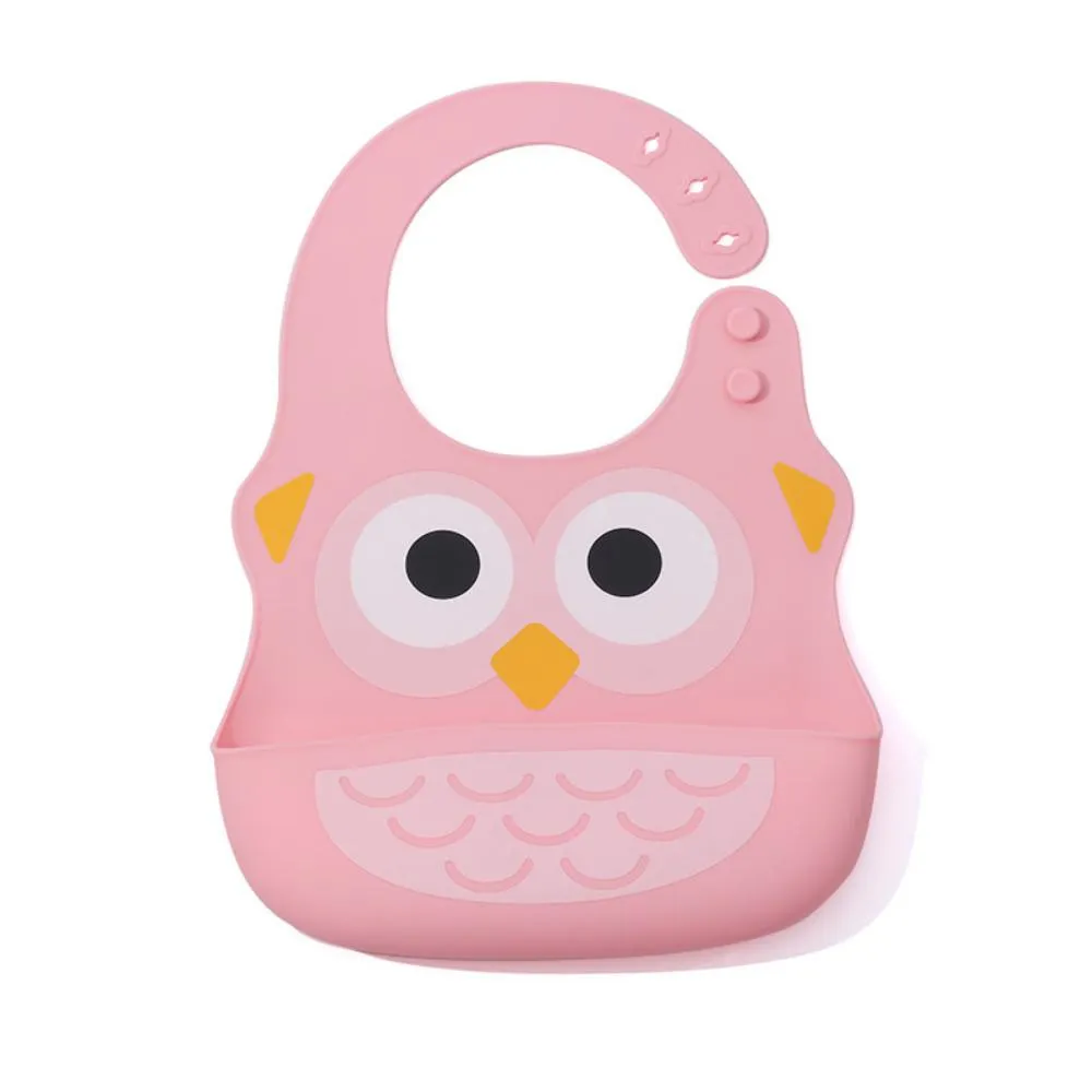 MOQ 3PCS Silica Gel Cartoon Animals Printed Bibs Baby Accessories Wholesale