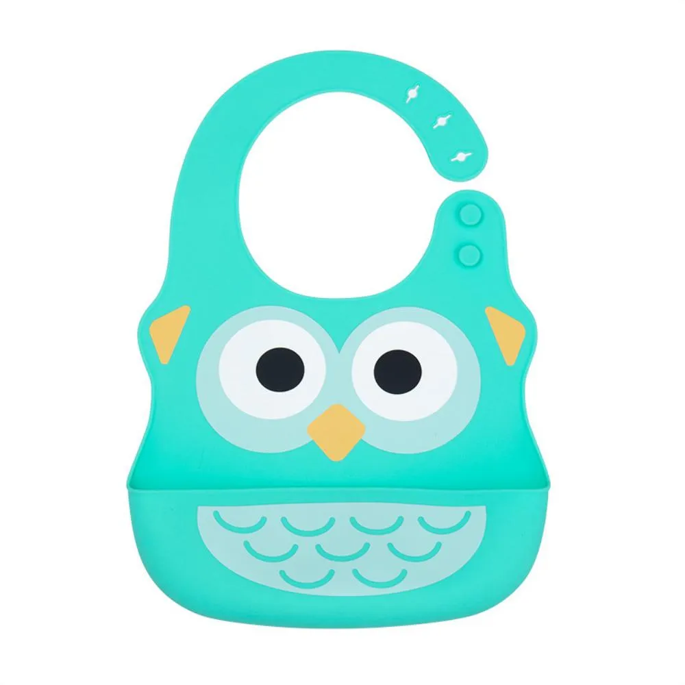 MOQ 3PCS Silica Gel Cartoon Animals Printed Bibs Baby Accessories Wholesale