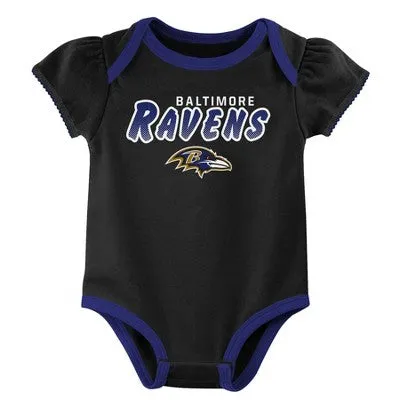 New - NFL Baltimore Ravens Baby Girls' Onesies 3pk Set - 3-6M