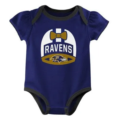 New - NFL Baltimore Ravens Baby Girls' Onesies 3pk Set - 3-6M