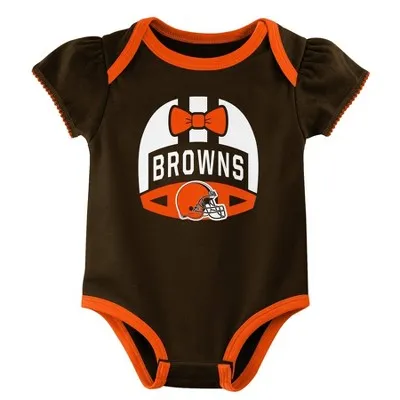 New - NFL Cleveland Browns Baby Girls' Onesies 3pk Set - 3-6M