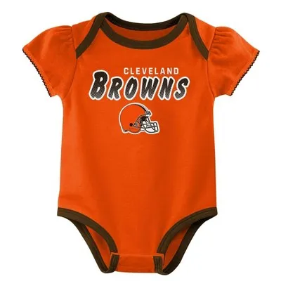 New - NFL Cleveland Browns Baby Girls' Onesies 3pk Set - 3-6M