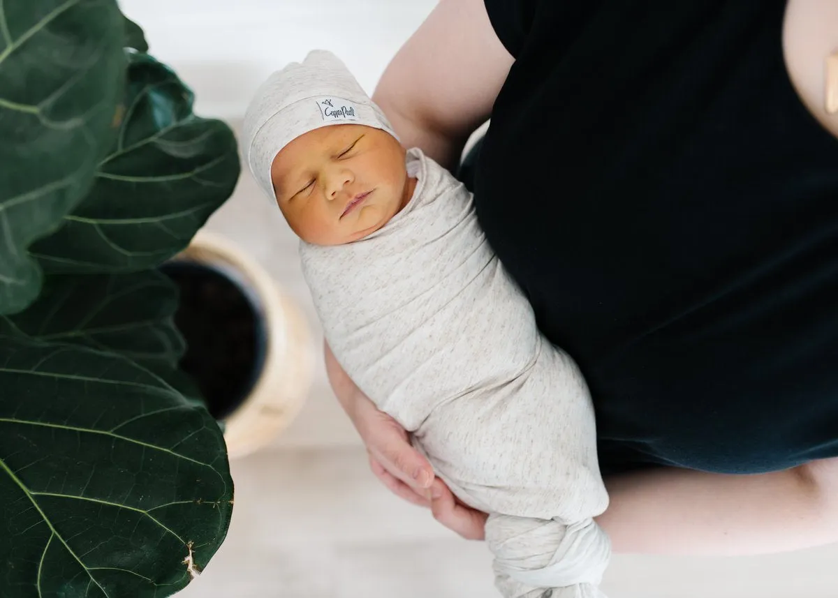 Newborn Top Knot Hat - Oat by Copper Pearl