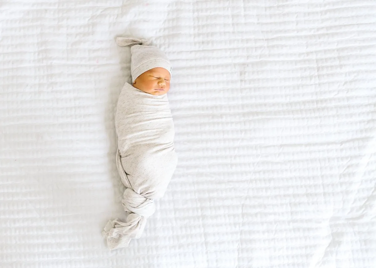 Newborn Top Knot Hat - Oat by Copper Pearl
